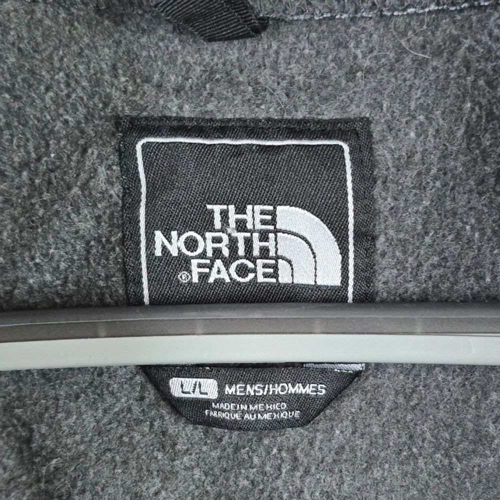 The North Face Denali Mens Large Gray Black Full Zip Fleece Jacket Mock Neck L